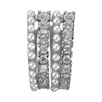 UVI JEWELLERY Кафф с микрожемчугом и прозрачными кристаллами