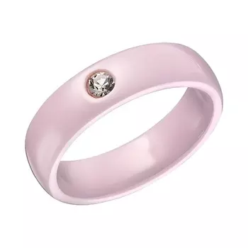 UVI JEWELLERY Кольцо из розовой керамики с прозрачным кристаллом