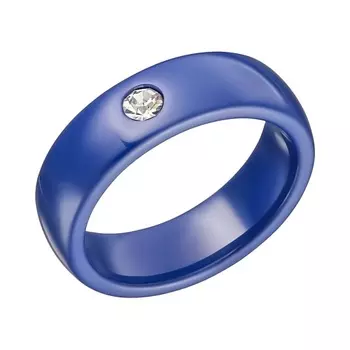 UVI JEWELLERY Кольцо из синей керамики с прозрачным кристаллом