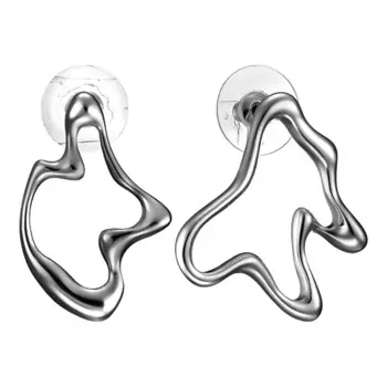 UVI JEWELLERY Серебристые серьги изогнутой формы