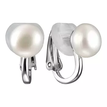 UVI JEWELLERY Серебристые серьги клипсы с культивированным жемчугом