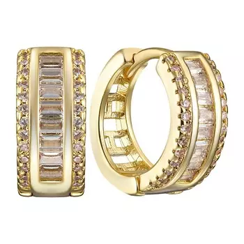 UVI JEWELLERY Серебристые серьги конго с дорожкой прозрачных кристаллов