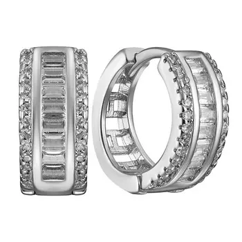 UVI JEWELLERY Серебристые серьги конго с дорожкой прозрачных кристаллов