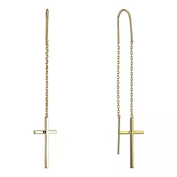 UVI JEWELLERY Серебристые серьги протяжки Кресты