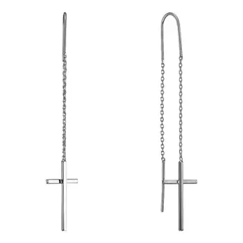 UVI JEWELLERY Серебристые серьги протяжки Кресты