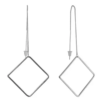 UVI JEWELLERY Серебристые серьги протяжки Квадраты