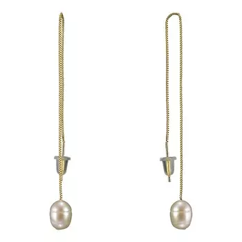 UVI JEWELLERY Серебристые серьги протяжки с культивированным жемчугом