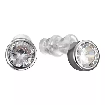 UVI JEWELLERY Серебристые серьги пусеты с крупными прозрачными кристаллами