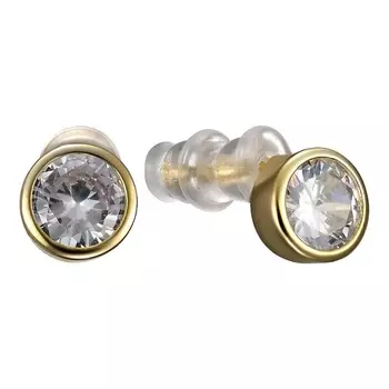 UVI JEWELLERY Серебристые серьги пусеты с крупными прозрачными кристаллами