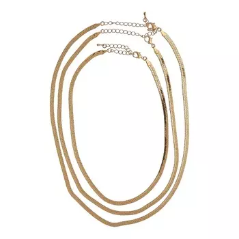 UVI JEWELLERY Тройное серебристое колье плетения снейк