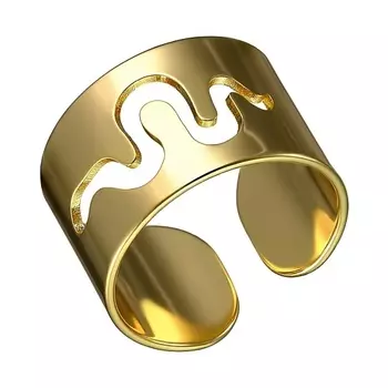 UVI JEWELLERY Золотистое широкое безразмерное кольцо Змея