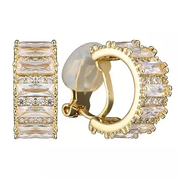 UVI JEWELLERY Золотистые серьги клипсы с прозрачными кристаллами