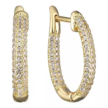 UVI JEWELLERY Золотистые серьги конго с россыпью прозрачных кристаллов