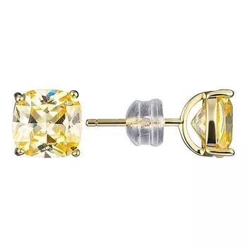 UVI JEWELLERY Золотистые серьги пусеты с крупными желтыми кристаллами