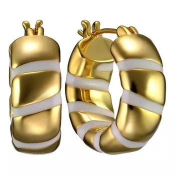 UVI JEWELLERY Золотистые серьги с белой эмалью