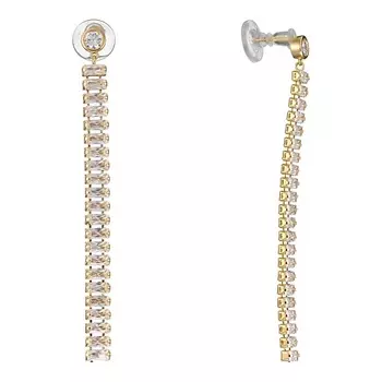 UVI JEWELLERY Золотистые серьги с дорожками прозрачных кристаллов