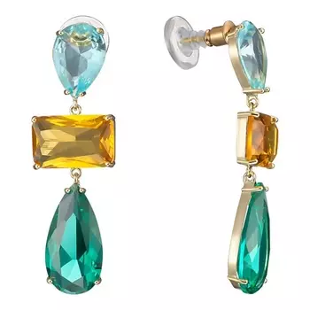 UVI JEWELLERY Золотистые серьги с крупными кристаллами контрастного цвета