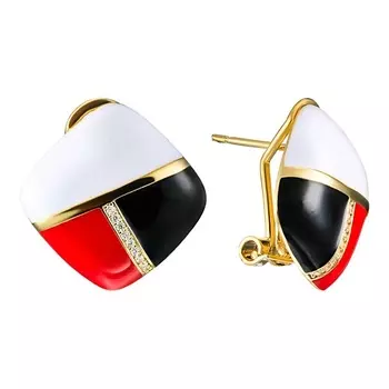 UVI JEWELLERY Золотистые серьги с разноцветной эмалью