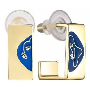 UVI JEWELLERY Золотистые серьги с синей эмалью