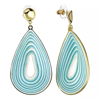 UVI JEWELLERY Золотистые серьги в стиле квилинг с голубой вставкой