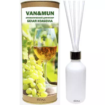 VAN&MUN Ароматический диффузор «Белая Изабелла» с палочками для дома и офиса 60