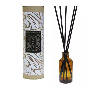 VAN&MUN Ароматический диффузор Кожа и Сандал с палочками для дома и офиса 100.0
