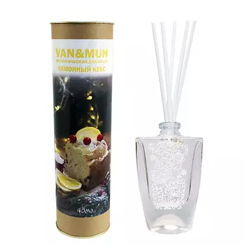 VAN&MUN Ароматический диффузор Лимонный кекс с палочками для дома и офиса 45