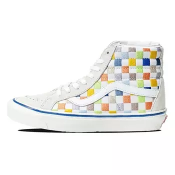 VANS Кроссовки SK8 HI High Top Casual Skate Shoes Beige Multi Color Grid 'Cream'