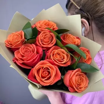 ВАУ, БУКЕТ! Букет из 9 оранжевых роз Кларанс