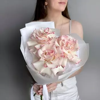 ВАУ, БУКЕТ! Нежный букет комплимент розовая белая французская роза