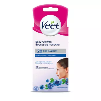 VEET Восковые полоски для чувствительной кожи (для лица) c технологией Easy Gel-wax