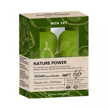 VEGAN.LOVE.STUDIO Подарочный набор для мужчин, древесный цитрусовый аромат: гель для душа, шампунь