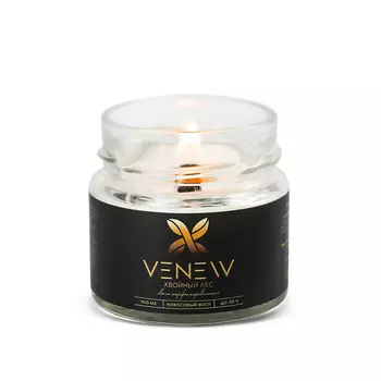 VENEW Свеча ароматическая парфюмированная с деревянным фитилем Хвойный лес 100.0