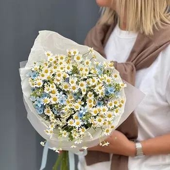 VERESK Нежный полевой букет с ромашками и незабудками. Veresk 183