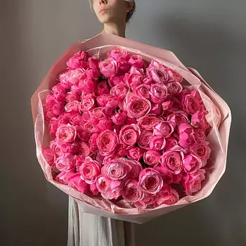 VERESK Пышный букет из премиальных пионовидных роз Silva Pink. Veresk 253