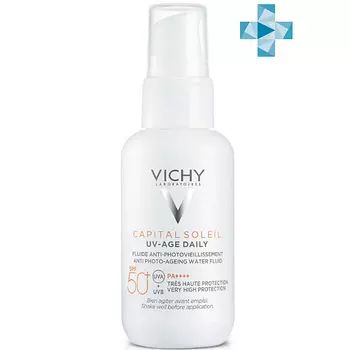 VICHY Невесомый солнцезащитный флюид для лица против признаков фотостарения SPF 50+ Capital Soleil UV-Age Daily