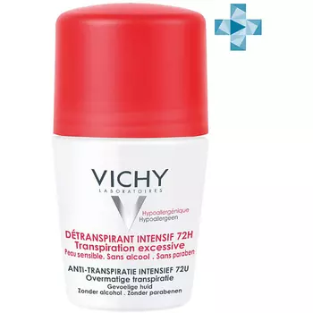 VICHY Шариковый дезодорант анти-стресс от повышенного потоотделения, роликовый антиперспирант с защитой 72 часа от запаха пота для женщин и мужчин