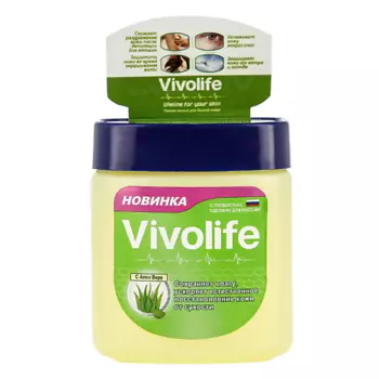 VIVOLIFE Вазелин косметический для губ, лица, тела и тату с Алоэ Вера