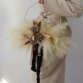 VLSHBN FLOWERS STATE Кольцо из сухоцветов в нежных оттенках с пампасной травой