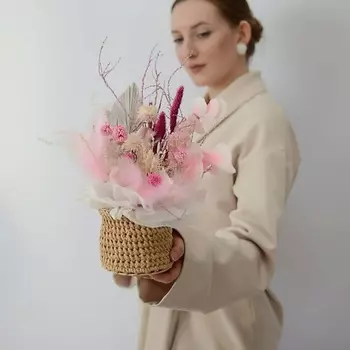 VLSHBN FLOWERS STATE Композиция из сухоцветов в розовых оттенках