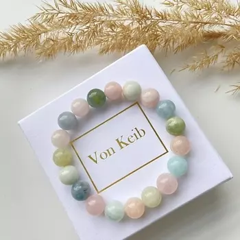 VON KEIB Браслет из натурального берилла женский на руку бижутерия