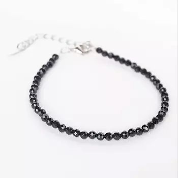 VON KEIB Браслет из натуральной черной шпинели женский на руку бижутерия