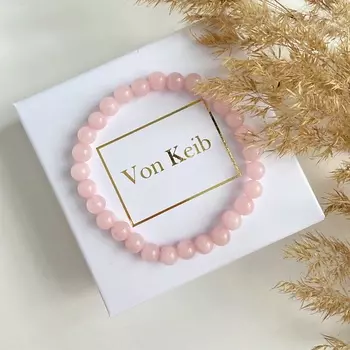 VON KEIB Браслет из розового кварца женский на руку бижутерия