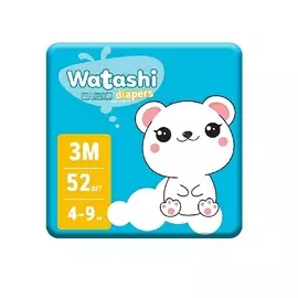 WATASHI Подгузники для детей 3/М 4-9 кг 52.0