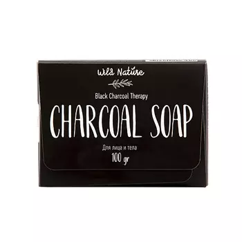 WILD NATURE Мыло твердое глицериновое ручной работы с углем для лица и тела