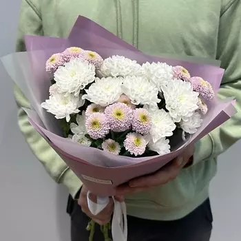 WISTERIA Букет белоснежная хризантема и мелкоцвет