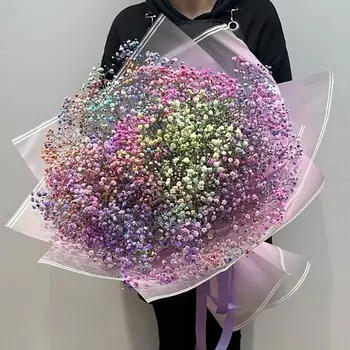 WISTERIA Гранд букет из цветной гипсофилы "Охапка радуги"