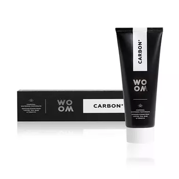 WO OM Осветляющая зубная паста с фтором CARBON+