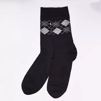 WOOL&COTTON Носки мужские интарсия Черные