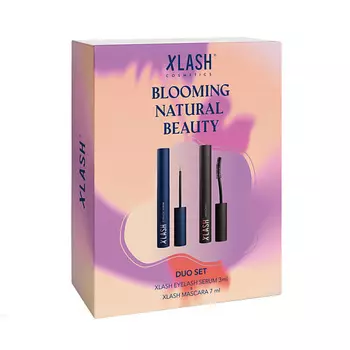 XLASH COSMETICS Набор-дуэт BLOOMING NATURAL BEAUTY DUO SET: сыворотка для роста ресниц и термотушь